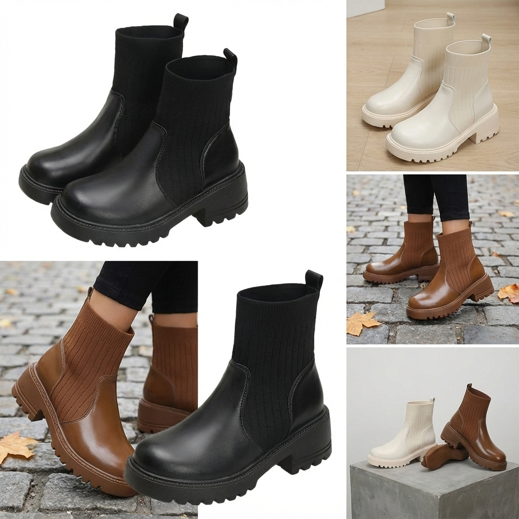 Bottines à Semelle Crantée – Le Confort Urbain