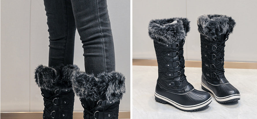 Bottes Hautes "Alpine Chic" – Chaleur, Étanchéité & Style Quilté