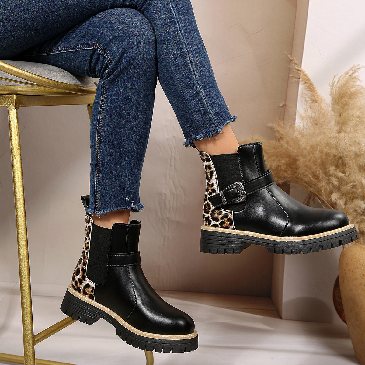 Bottines Léopard "Wild Step" –  Semelle Chunky