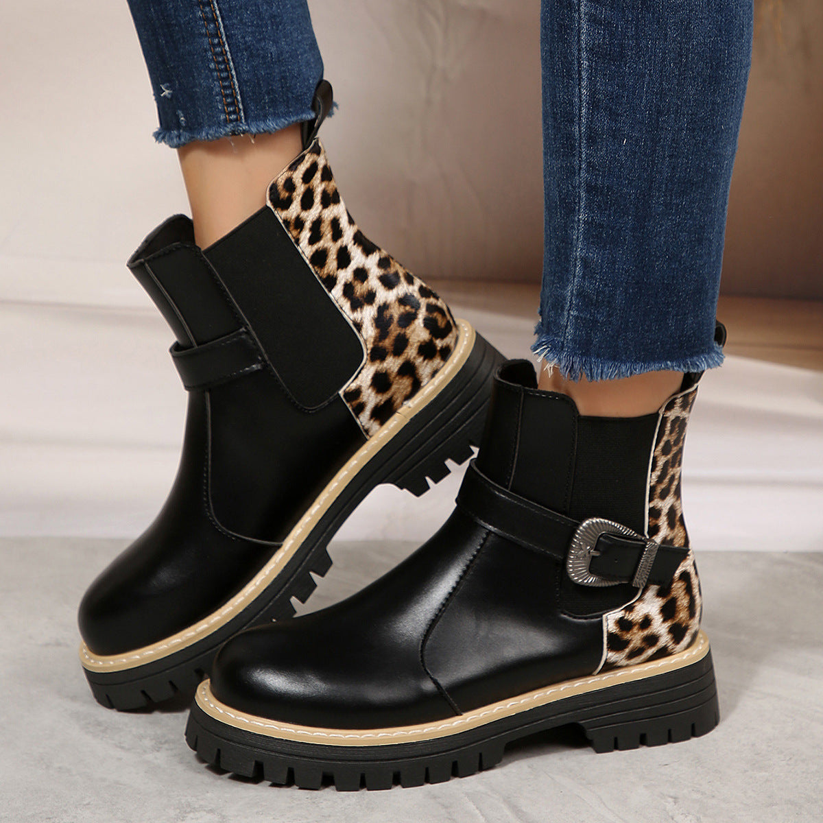 Bottines Léopard "Wild Step" –  Semelle Chunky