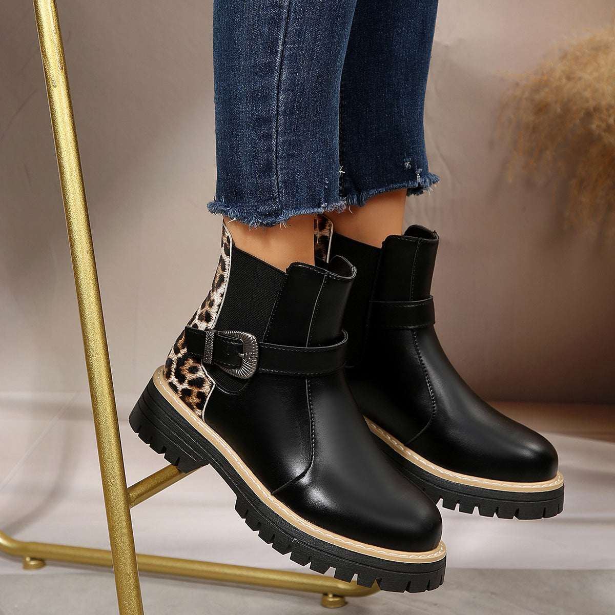 Bottines Léopard "Wild Step" –  Semelle Chunky